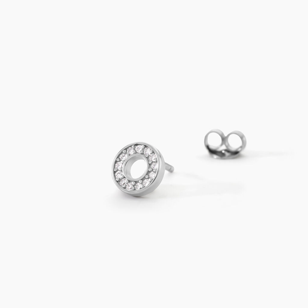 Boucles D'oreilles Puces Argent Blanc Eujen Oxydes De Zirconium - Boucles d'oreilles fantaisie Femme | Histoire d&rsquo;Or