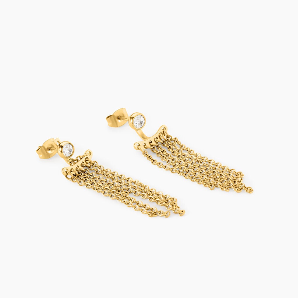 Boucles D'Oreilles Pendantes Aurore Acier Jaune Cristal - Boucles d'oreilles fantaisie Femme | Histoire d&rsquo;Or