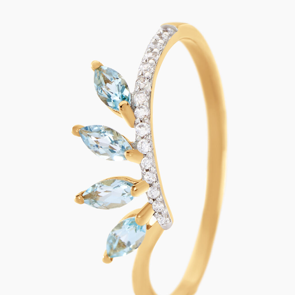 Bague Tiara Or Jaune Topaze Oxyde De Zirconium - Bagues avec pierre Femme | Histoire d&rsquo;Or