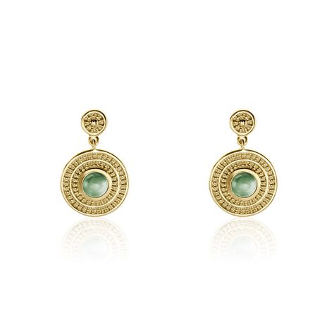 Boucles D'oreilles Pendantes Hugolin Plaqué Or Aventurine - Boucles d'oreilles fantaisie Femme | Histoire d’Or