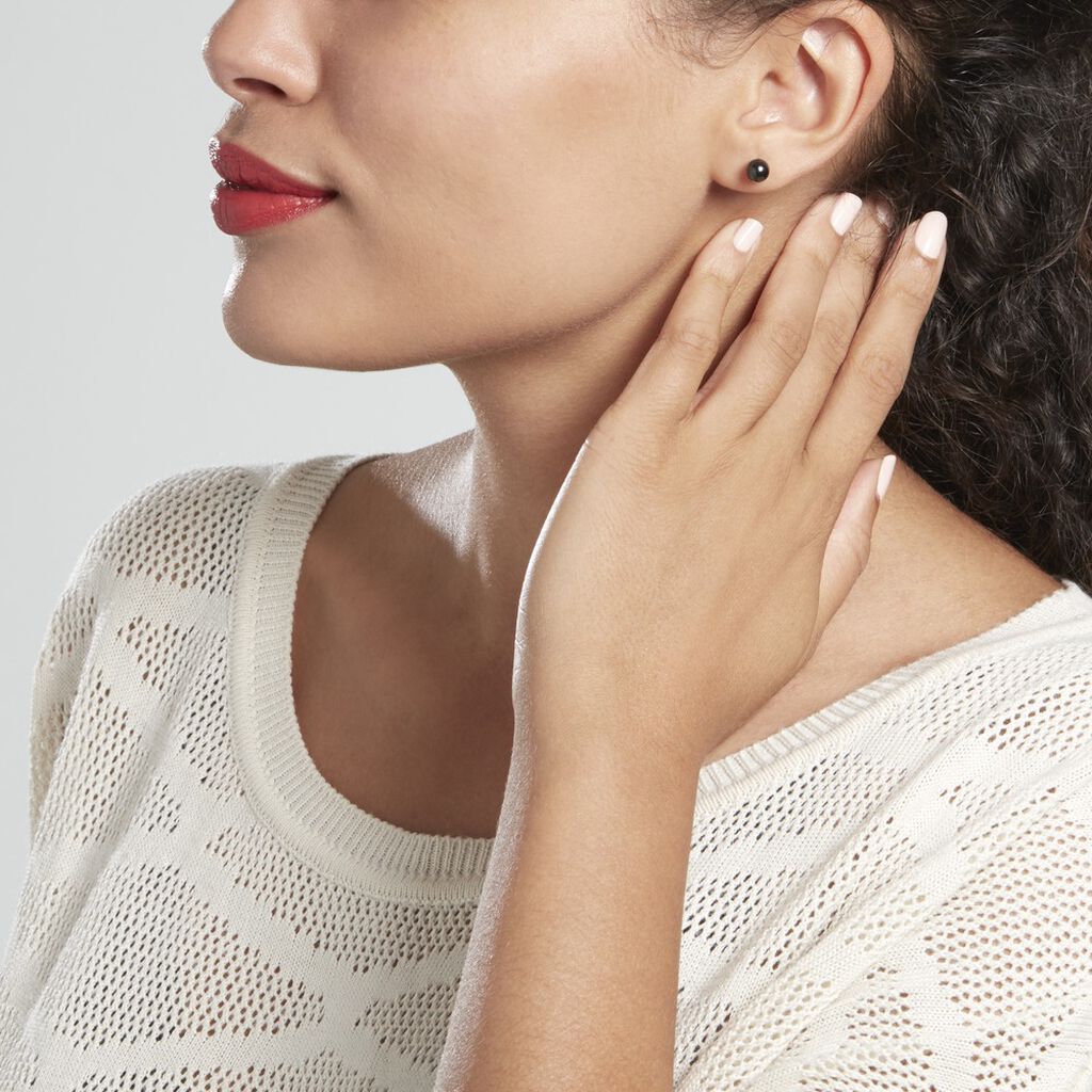 Boucles D'oreilles Puces Orbe Argent Blanc Céramique - Boucles d'oreilles fantaisie Femme | Histoire d’Or