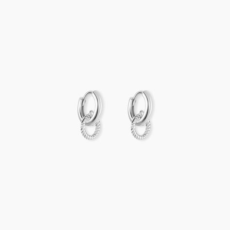 Cr&eacute;oles Sirkel Argent Blanc - Boucles d'oreilles cr&eacute;oles Femme | Histoire d&rsquo;Or