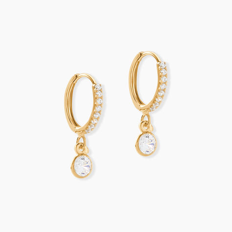 Cr&eacute;oles Or Jaune Arielle Oxyde De Zirconium - Boucles d'oreilles cr&eacute;oles Femme | Histoire d&rsquo;Or
