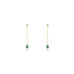 Boucles D'oreilles Pendantes Gracilia Or Jaune Emeraude Diamant - Boucles d'oreilles pendantes Femme | Histoire d&rsquo;Or