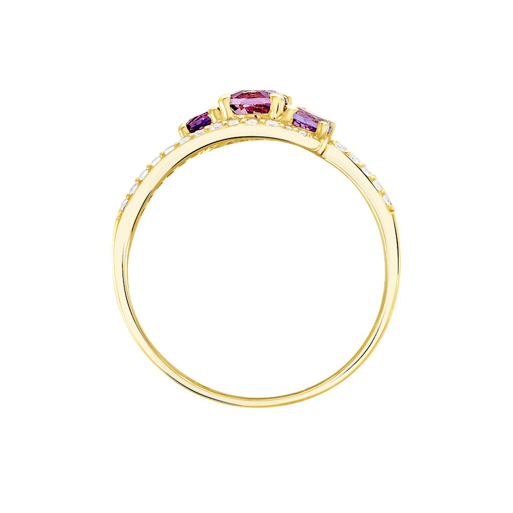 Bague Chloe Or Jaune Amethyste Et Oxyde De Zirconium - Bagues solitaires Femme | Histoire d&rsquo;Or
