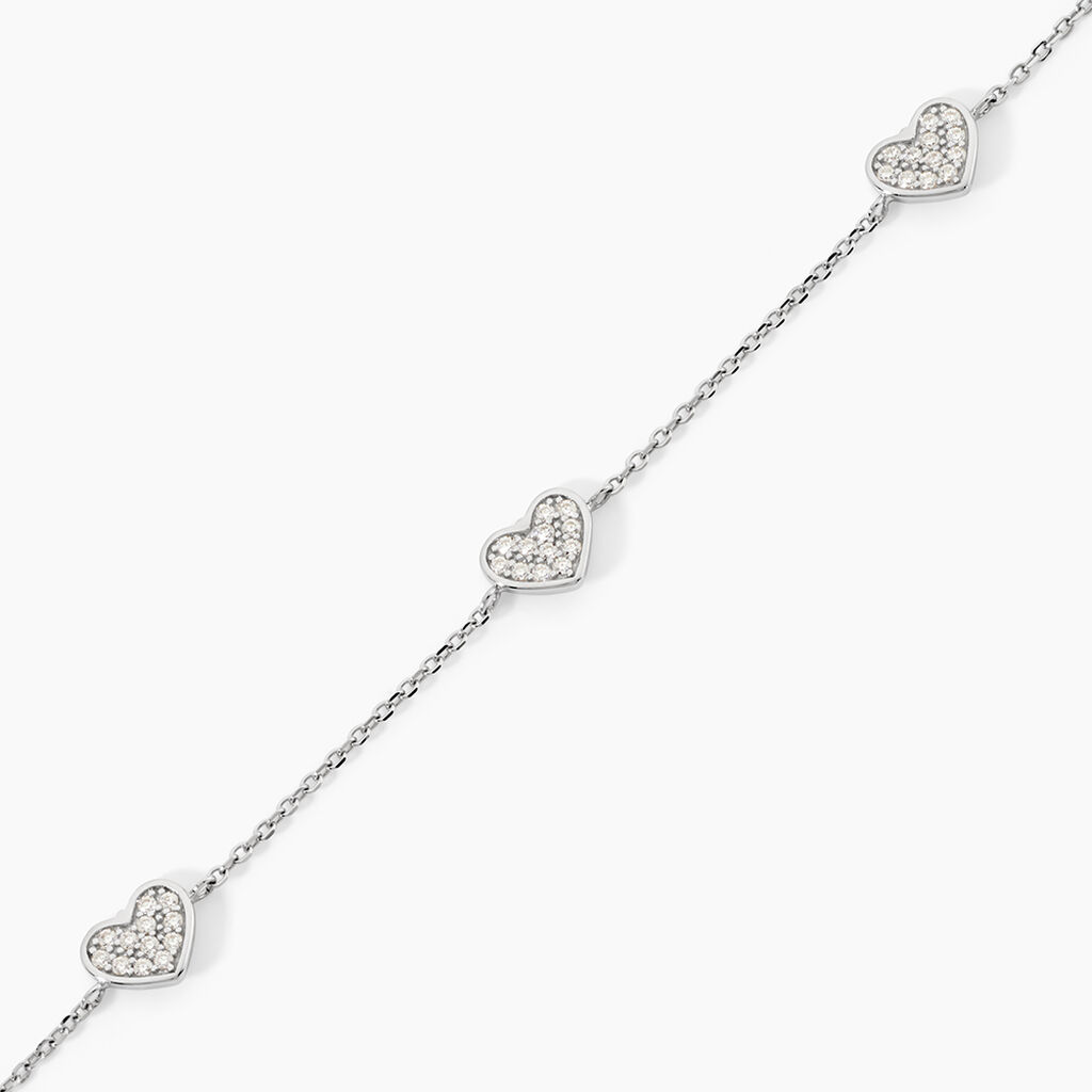 Bracelet Petit Coeur Argent Blanc Oxyde De Zirconium - F&ecirc;te des m&egrave;res Femme | Histoire d&rsquo;Or
