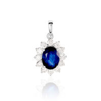 Pendentif Or Blanc Saphir Diamants