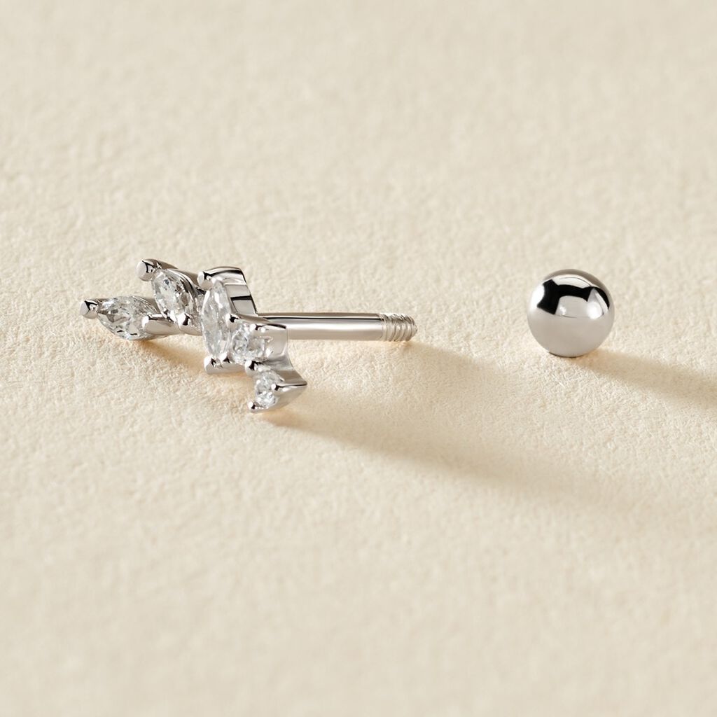 Piercing D'oreille Unitaire Nara Argent Blanc Oxyde De Zirconium - Piercings d'oreilles Femme | Histoire d&rsquo;Or