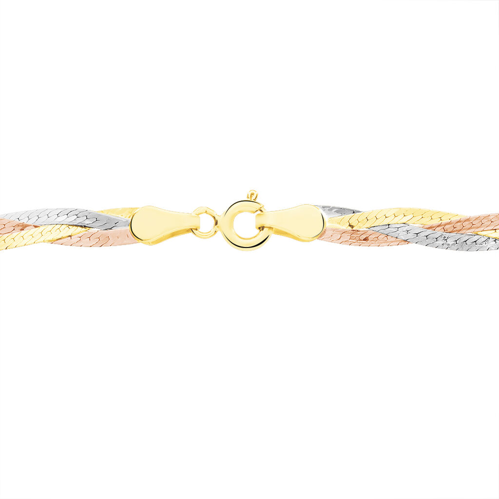 Collier Jasmin Tresse 3 Fils Or Tricolore - Chaines Femme | Histoire d’Or