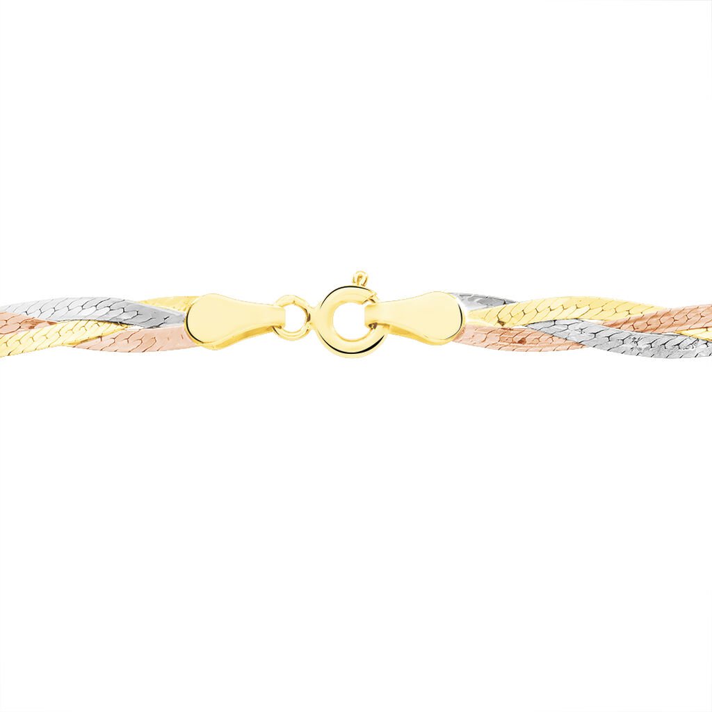 Collier Jasmin Tresse 3 Fils Or Tricolore - Chaines Femme | Histoire d’Or