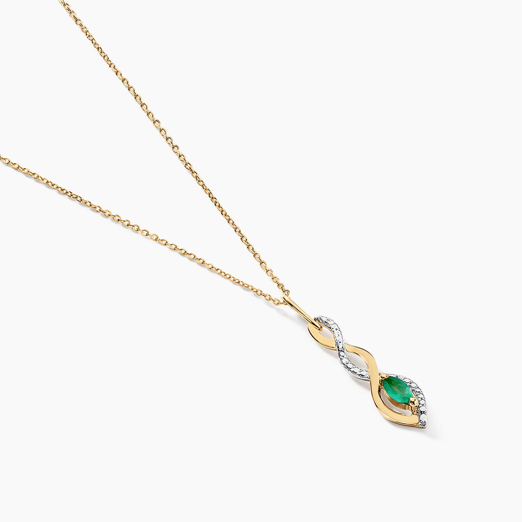 Collier Ondulations Or Jaune Emeraude Diamant - Colliers Femme | Histoire d&rsquo;Or