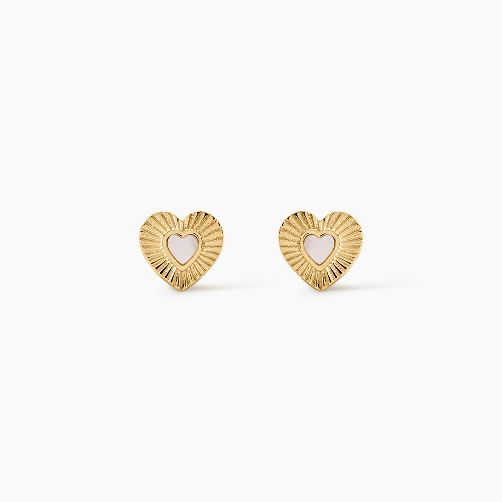 Boucles D'Oreilles Puces Obeline Argent Dor&eacute; A L'Or 750/1000 Nacre - Boucles d'oreilles fantaisie Femme | Histoire d&rsquo;Or