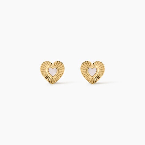 Boucles D'Oreilles Puces Obeline Argent Dor&eacute; A L'Or 750/1000 Nacre - Boucles d'oreilles fantaisie Femme | Histoire d&rsquo;Or