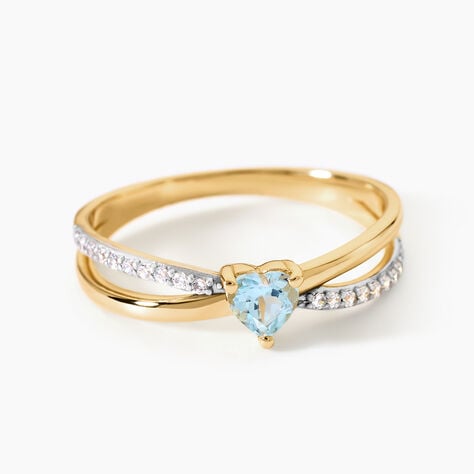Bague Rory Argent Dor&eacute; A L'Or 750/1000 Topaze Oxyde De Zirconium - Bagues solitaires Femme | Histoire d&rsquo;Or