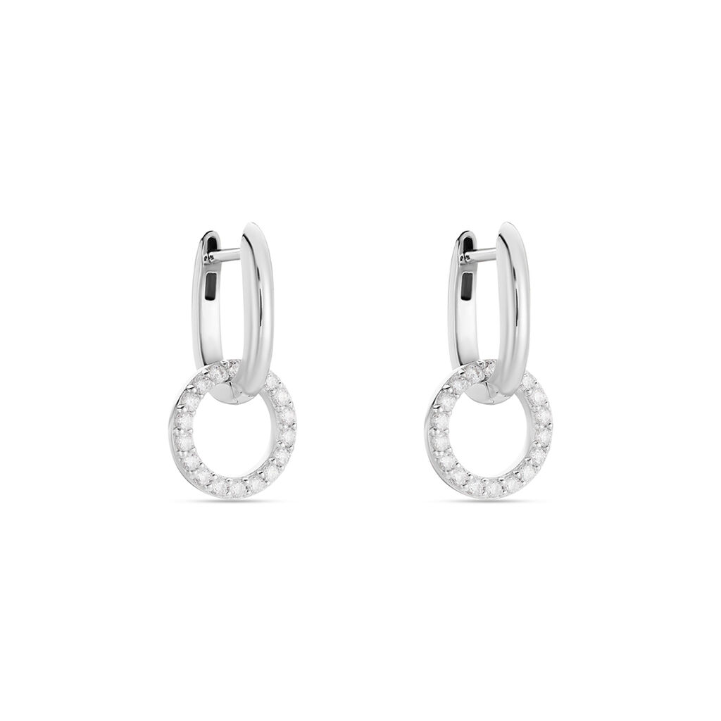 Créoles Riva Argent Blanc Oxyde De Zirconium - Boucles d'oreilles créoles Femme | Histoire d’Or