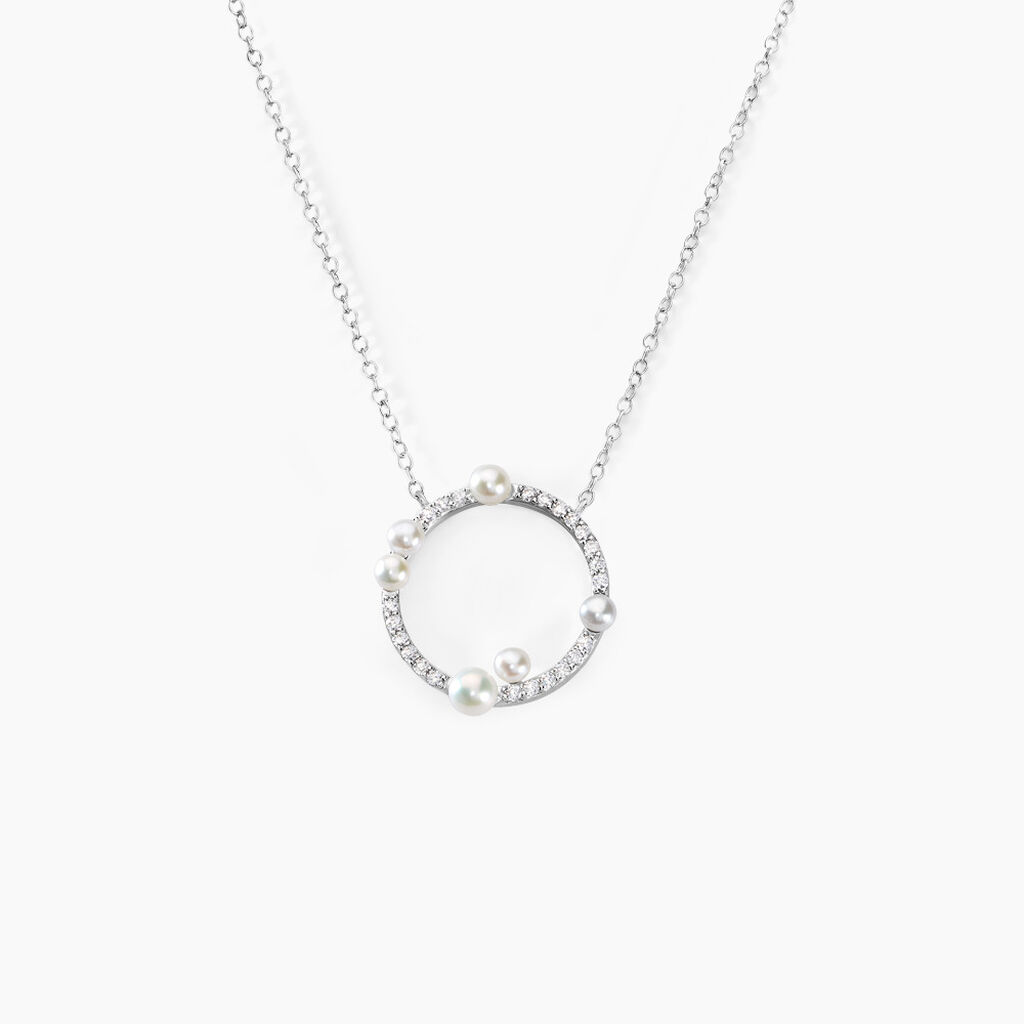 Collier Lua Argent Blanc Oxyde De Zirconium Perle De Culture - Colliers fantaisie Femme | Histoire d&rsquo;Or