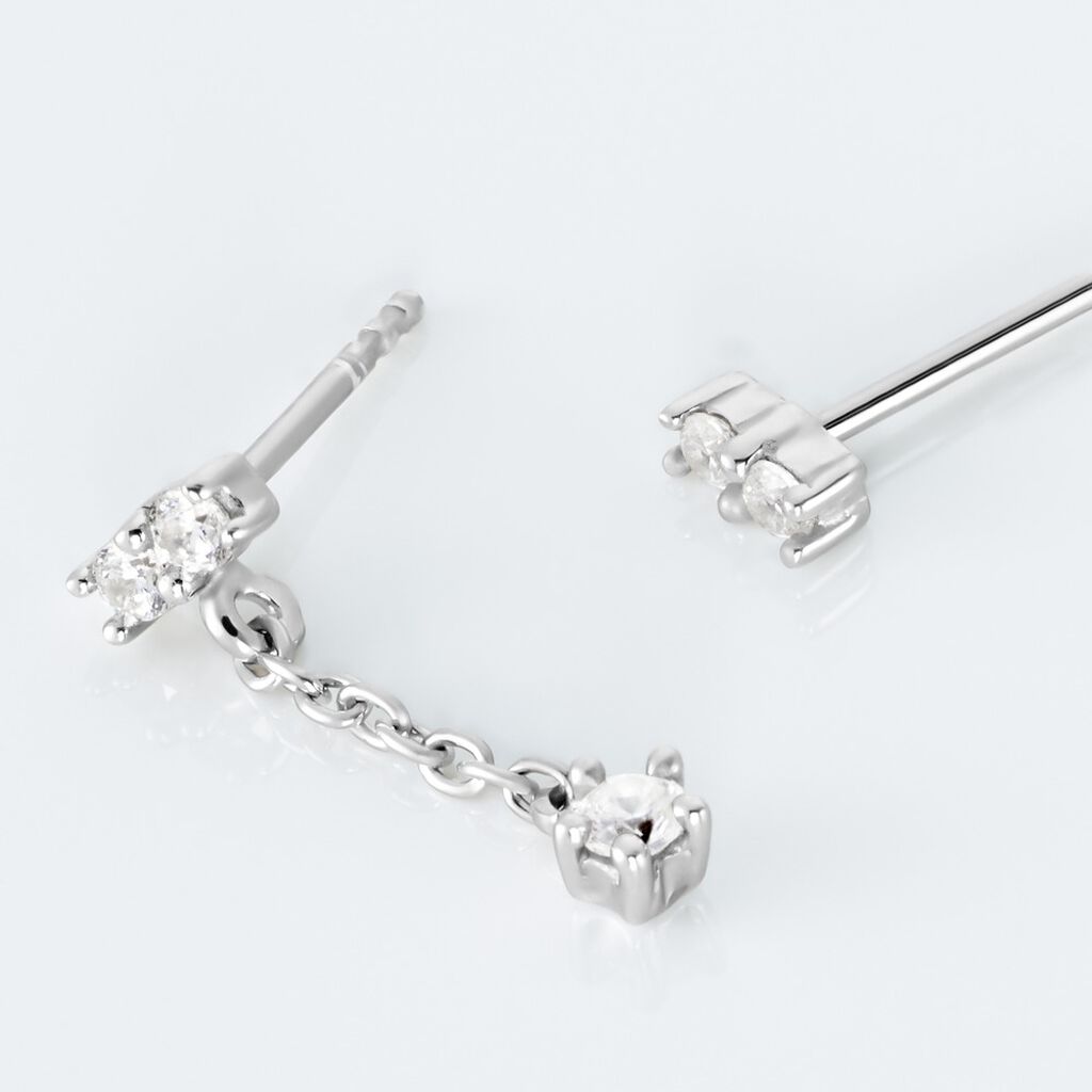 Boucles D'oreilles Dépareillées Argent Blanc Braden Oxyde De Zirconium - Boucles d'oreilles fantaisie Femme | Histoire d’Or
