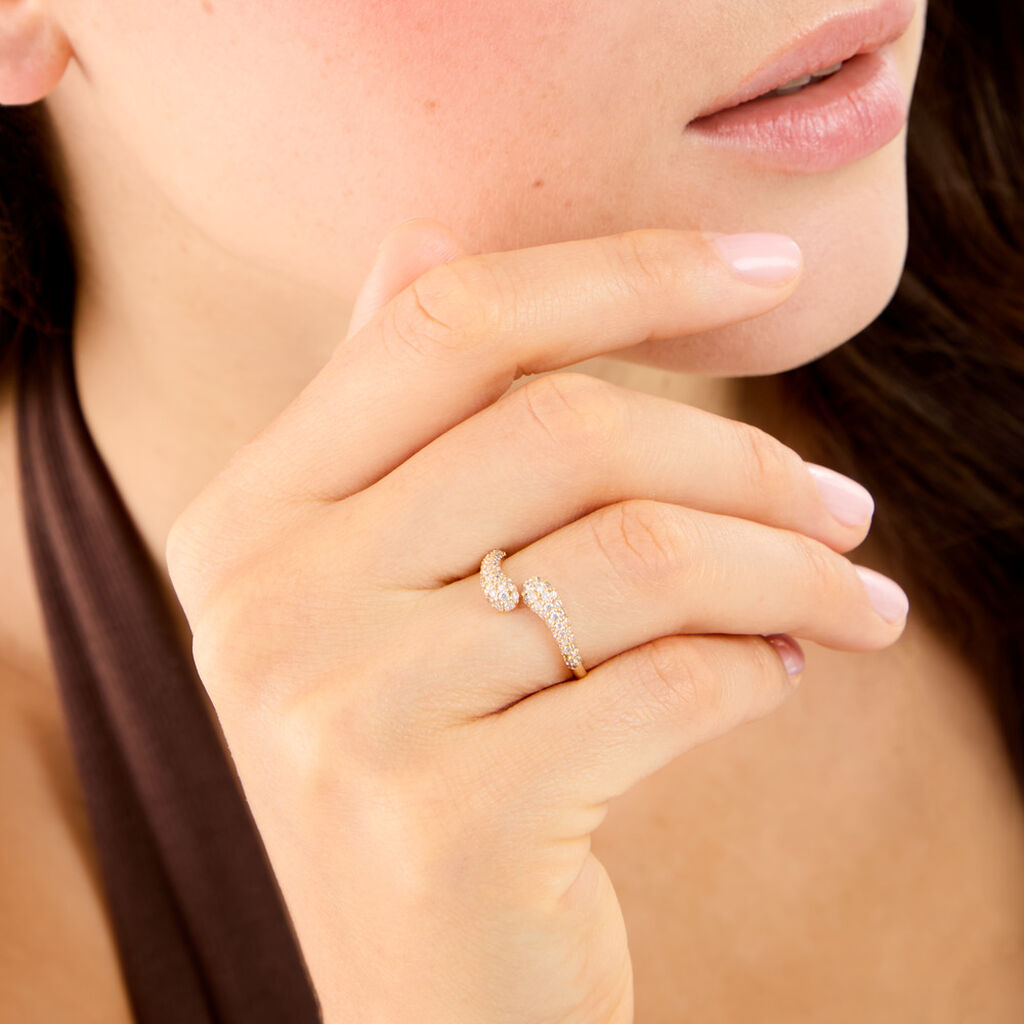 Bague Shiny Bold Plaqu&eacute; Or Jaune Oxyde De Zirconium - Bagues avec pierre Femme | Histoire d&rsquo;Or