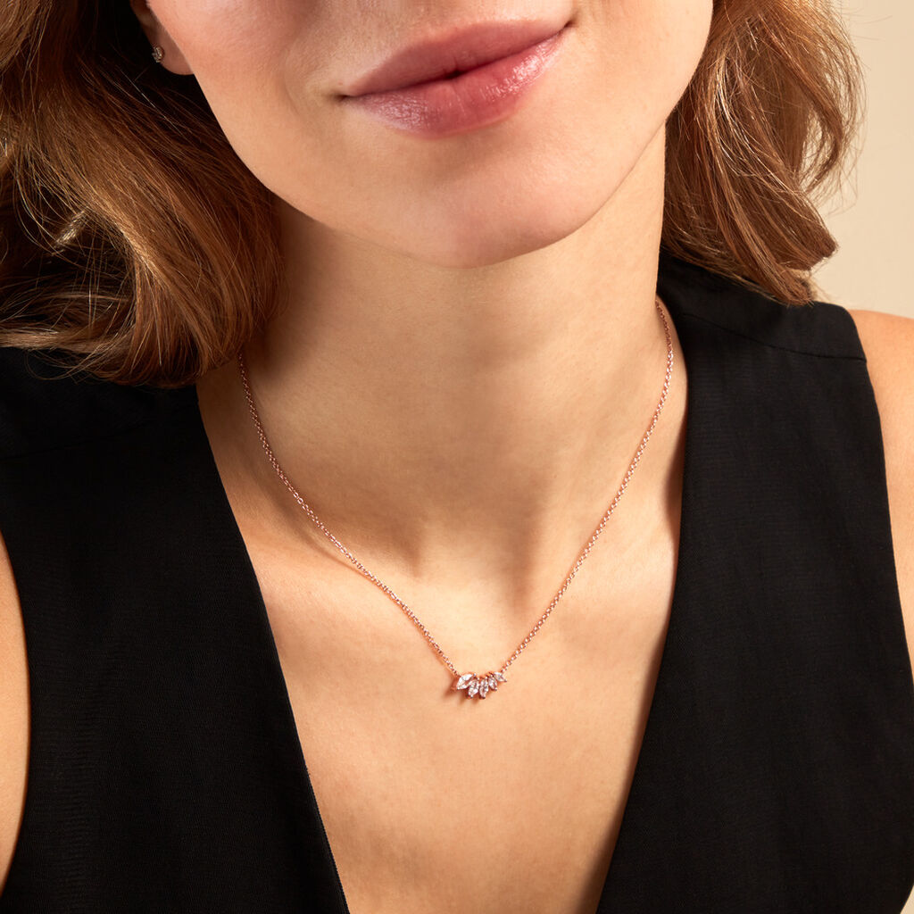 Collier Duchesse Argent Rose Oxyde De Zirconium - Colliers fantaisie Femme | Histoire d’Or
