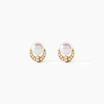 Boucles D'Oreilles Puces Aloys Argent Dor&eacute; A L'Or 750/1000 Perle De Culture Oxyde De Zirconium - Boucles d'oreilles fantaisie Femme | Histoire d&rsquo;Or
