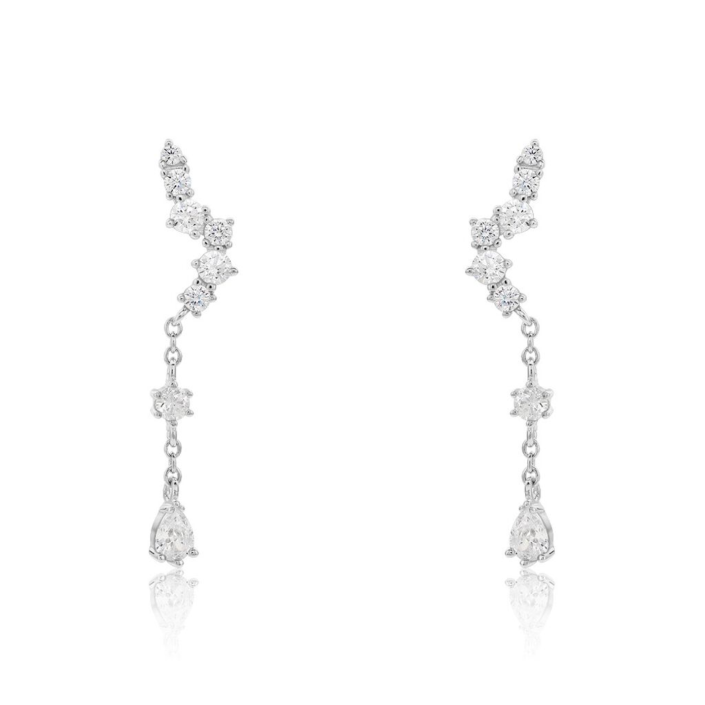 Boucles D'oreilles Pendantes Lir Argent Blanc Oxyde De Zirconium - Boucles d'oreilles fantaisie Femme | Histoire d’Or