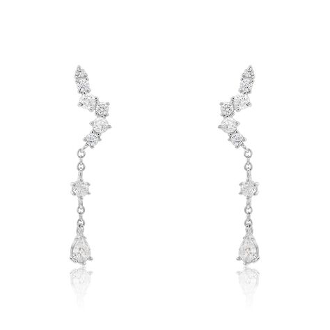 Boucles D'oreilles Pendantes Lir Argent Blanc Oxyde De Zirconium - Boucles d'oreilles fantaisie Femme | Histoire d’Or