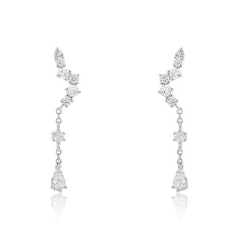 Boucles D'oreilles Pendantes Lir Argent Blanc Oxyde De Zirconium - Boucles d'oreilles fantaisie Femme | Histoire d’Or