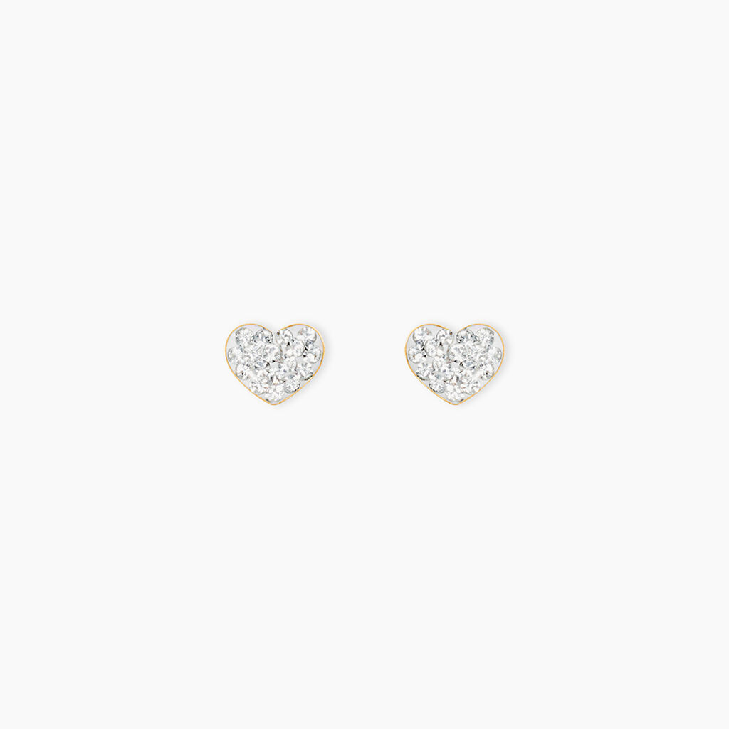 Boucles D'oreilles Puces Or Jaune Ianuaria Cristal - Clous d'oreilles Femme | Histoire d’Or