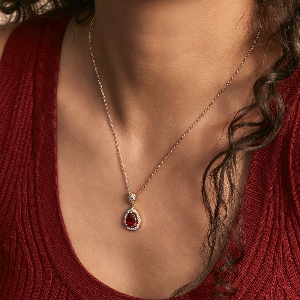 Collier Brigita Plaqué Or Pierre De Synthese Et Oxyde De Zirconium - Colliers Femme | Histoire d’Or