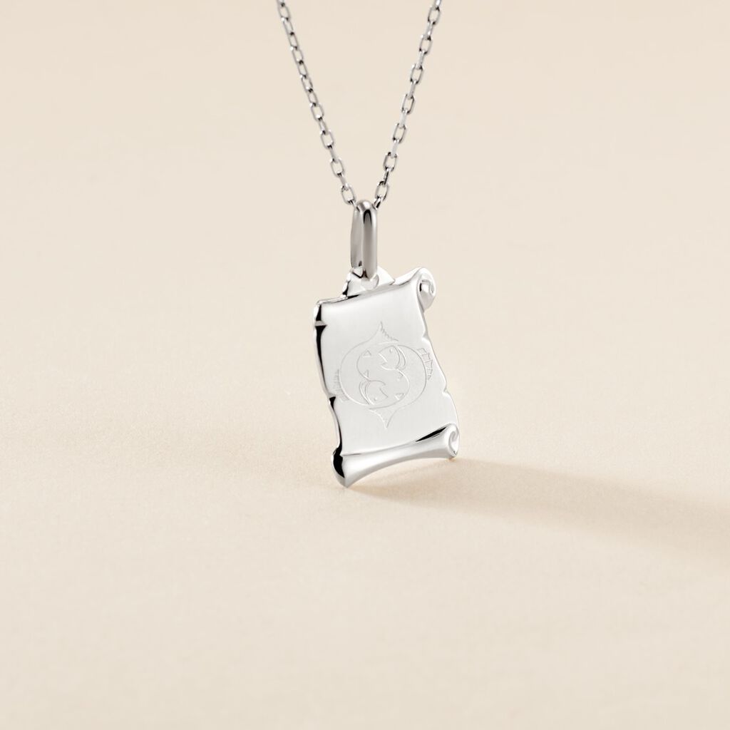 Pendentif Zodiaque Parchemin Argent Blanc - Pendentifs Zodiaque Famille | Histoire d&rsquo;Or