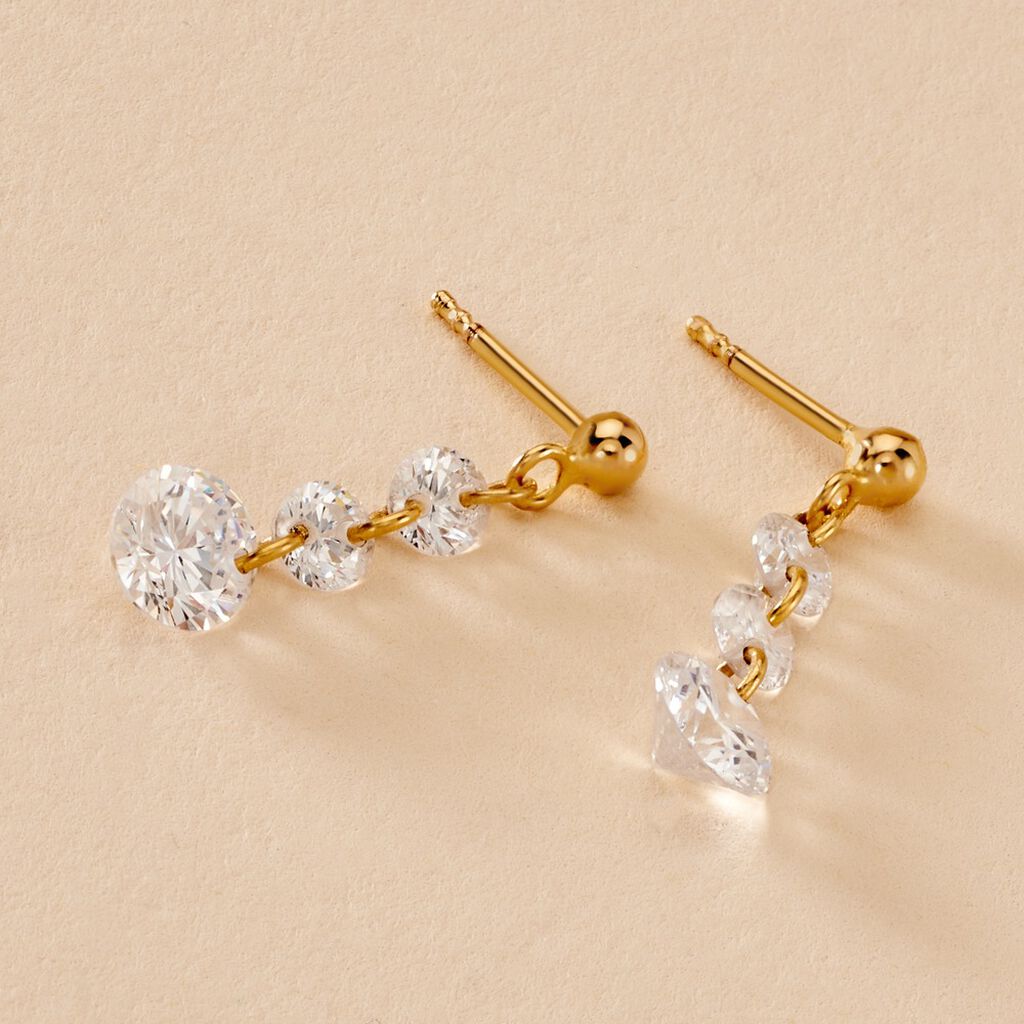 Boucles D'oreilles Pendantes Chalice Plaqué Or Jaune Oxyde Zirconium - Boucles d'oreilles fantaisie Femme | Histoire d’Or