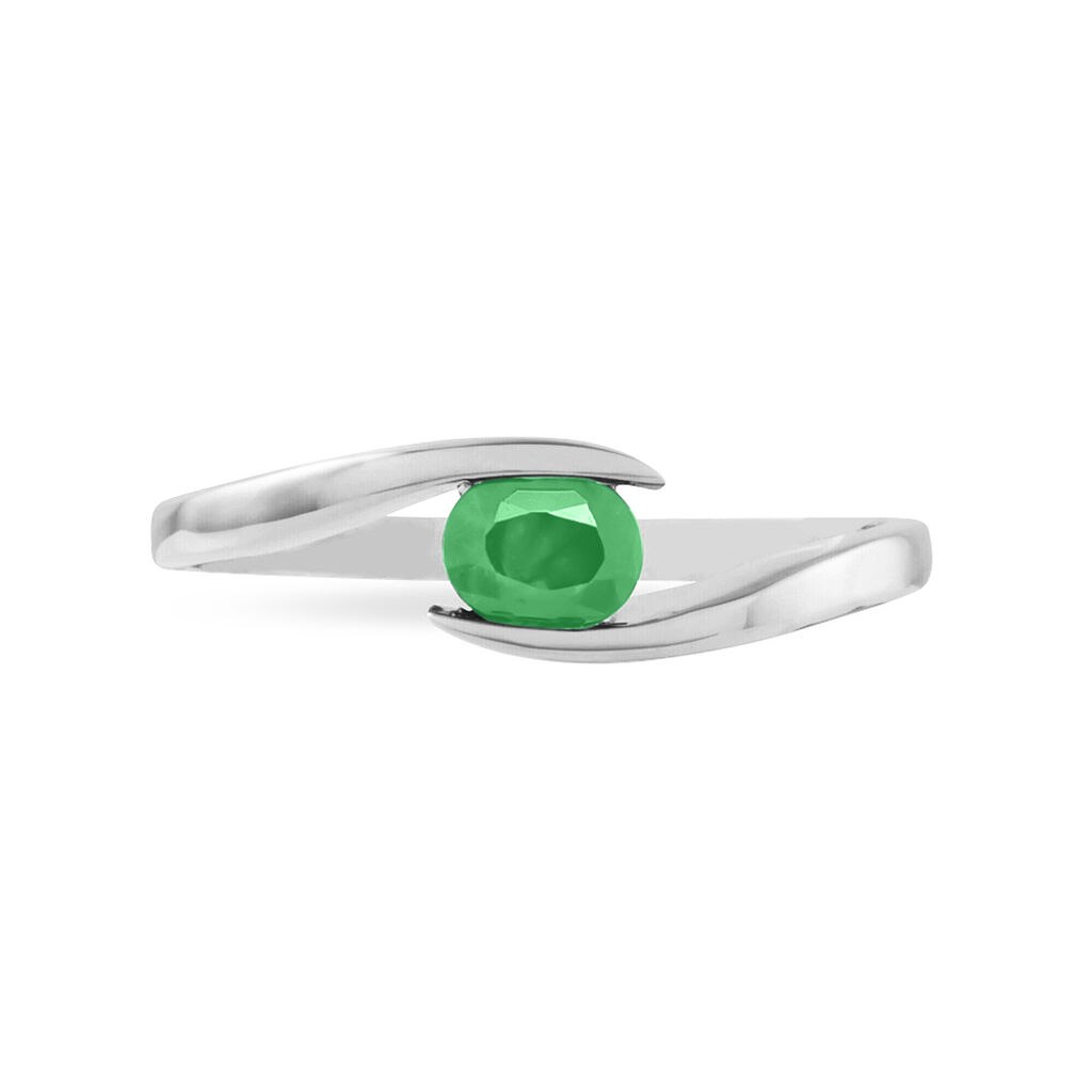 Bague Camilia Or Blanc Emeraude - Bagues solitaires Femme | Histoire d’Or