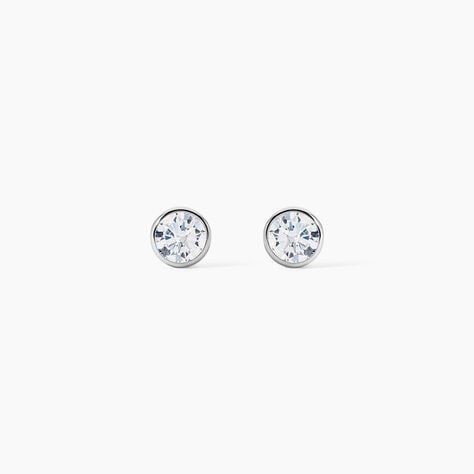 Boucles D'oreilles Puces Elda Serti Clos Or Blanc Oxyde De Zirconium - Clous d'oreilles Femme | Histoire d&rsquo;Or