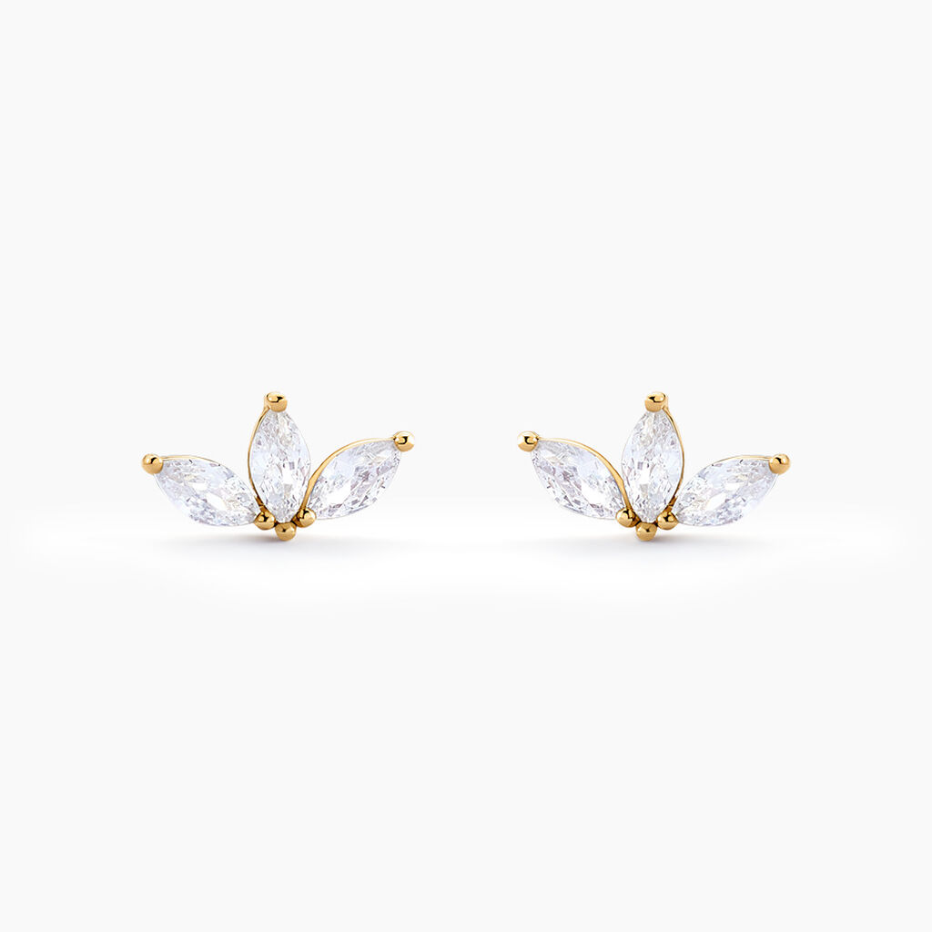 Boucles D'oreilles Puces Marquise Or Jaune Oxyde De Zirconium - Clous d'oreilles Femme | Histoire d’Or