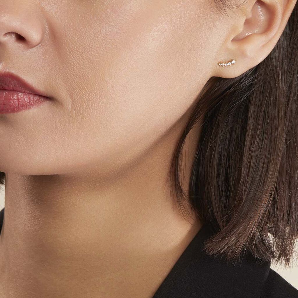 Boucles D'oreilles Puces Youssa Barrettes Or Jaune Oxyde De Zirconium - Clous d'oreilles Femme | Histoire d’Or