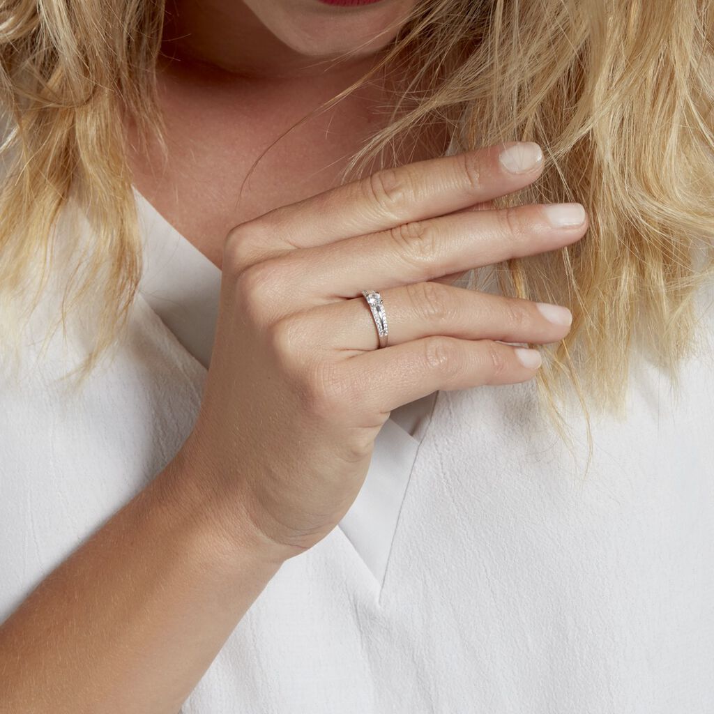 Bague Solitaire Maevane Argent Blanc Oxyde De Zirconium - Bagues solitaires Femme | Histoire d&rsquo;Or