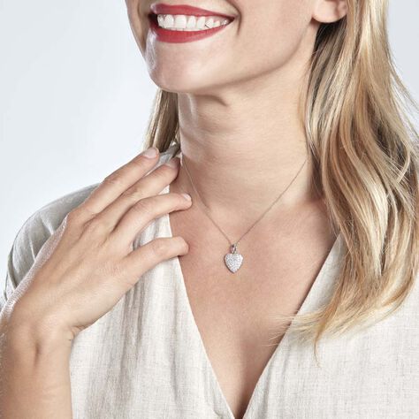 Pendentif Amelot Argent Blanc Oxyde De Zirconium - Pendentifs Coeur Femme | Histoire d’Or