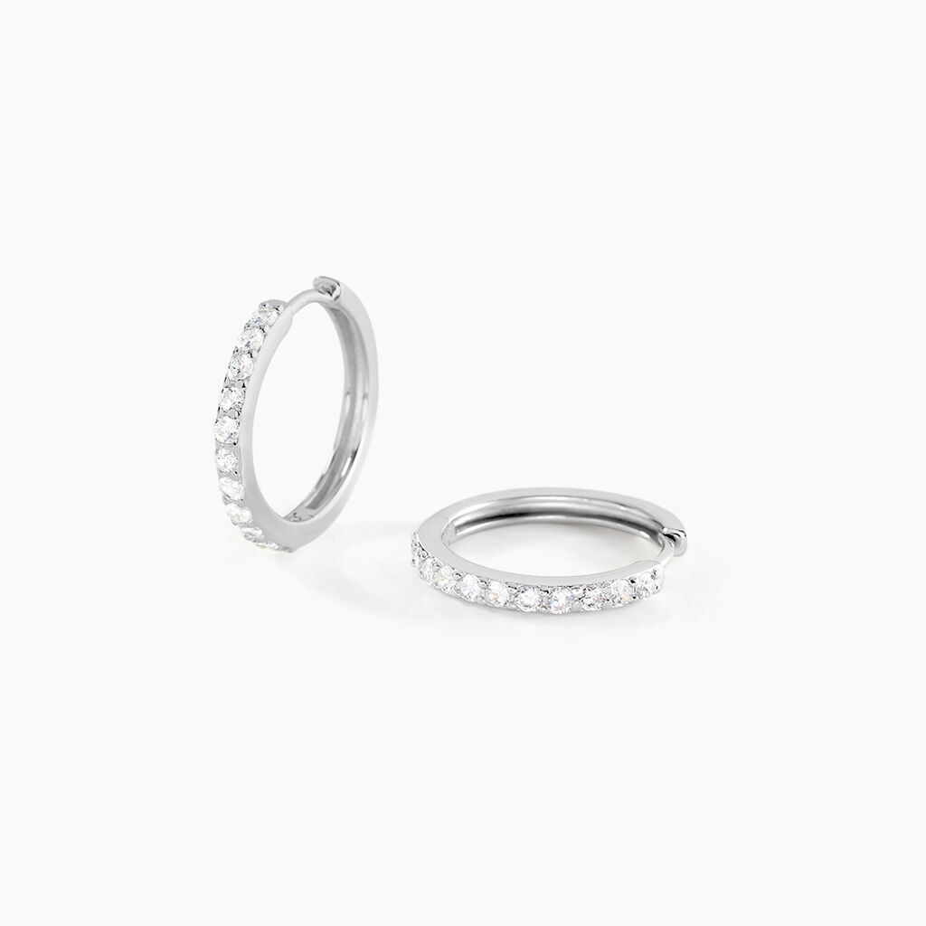 Créoles Classique Argent Blanc Jussi Oxyde De Zirconium - Boucles d'oreilles créoles Femme | Histoire d’Or