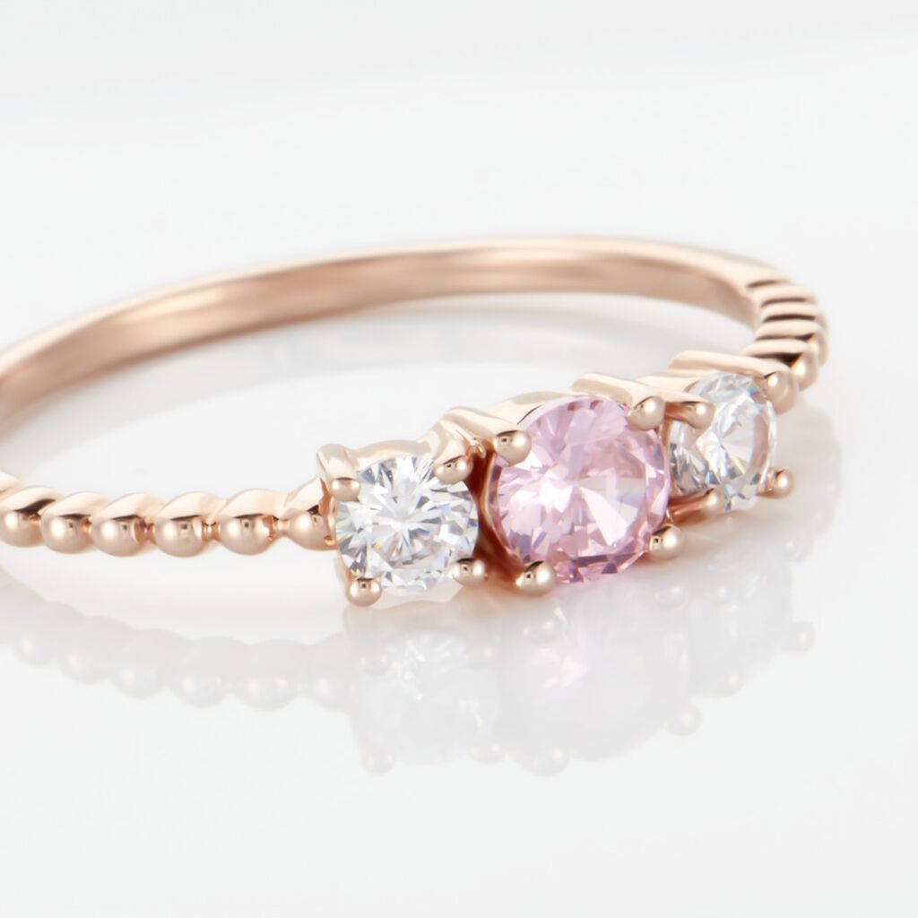 Bague Shahar Argent Rose Oxyde De Zirconium - Bagues solitaires Femme | Histoire d&rsquo;Or