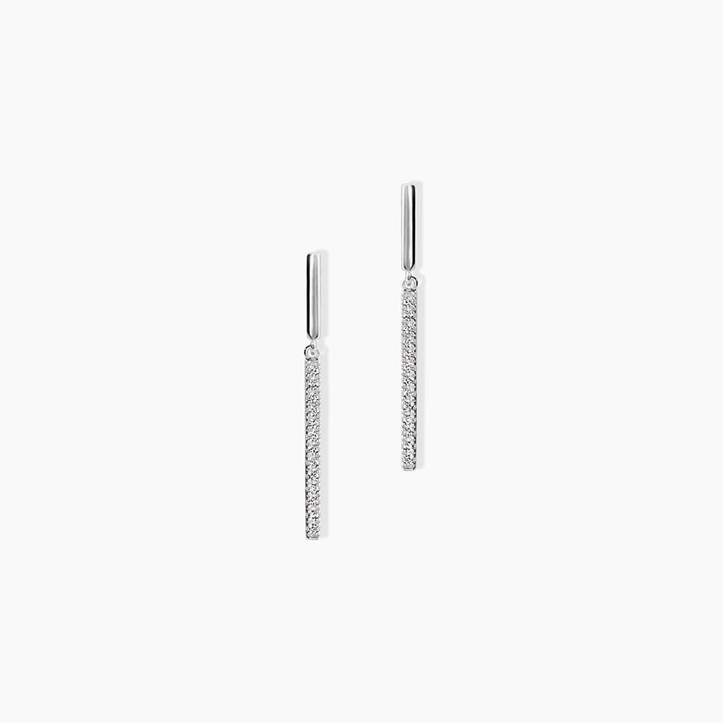 Boucles D'oreilles Puces Alayna Or Blanc Diamant - Boucles d'oreilles pendantes Femme | Histoire d&rsquo;Or