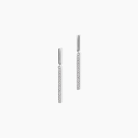 Boucles D'oreilles Puces Alayna Or Blanc Diamant - Boucles d'oreilles pendantes Femme | Histoire d&rsquo;Or