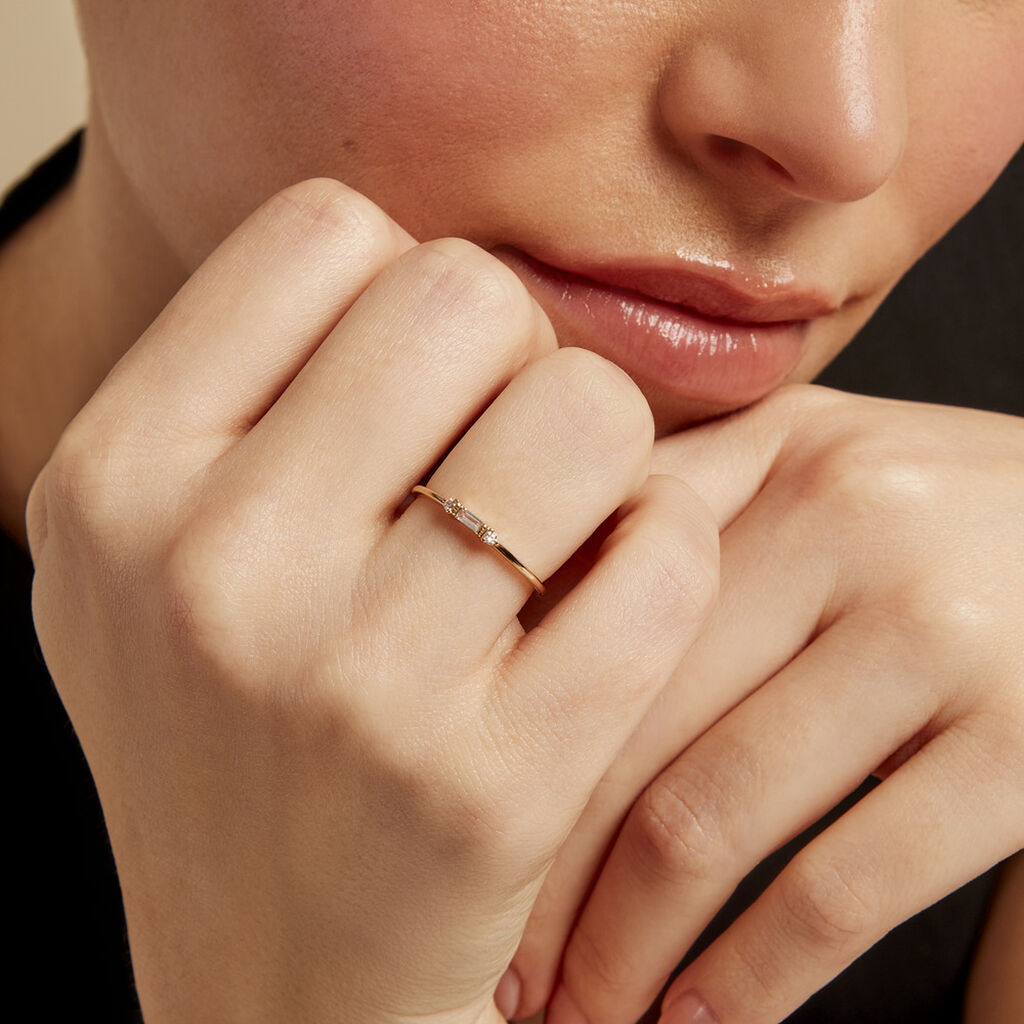 Bague Ylonna Plaque Or Jaune Oxyde De Zirconium - Bagues avec pierre Femme | Histoire d’Or