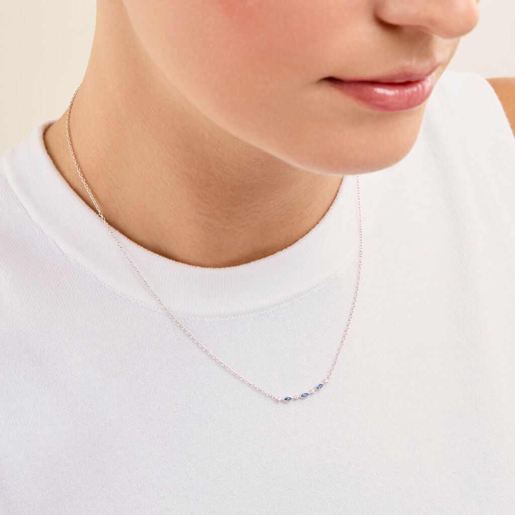 Collier Eva Argent Blanc Oxyde De Zirconium - Colliers fantaisie Femme | Histoire d&rsquo;Or