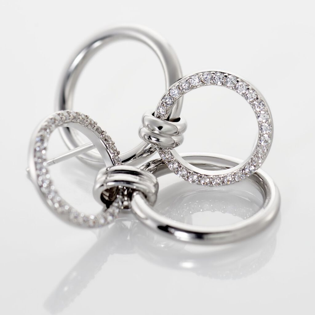 Boucles D'oreilles Pendantes Colas Argent Blanc Oxyde De Zirconium - Boucles d'oreilles pendantes Femme | Histoire d’Or
