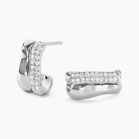Créoles Nandie Argent Blanc Oxyde De Zirconium - Boucles d'oreilles créoles Femme | Histoire d’Or
