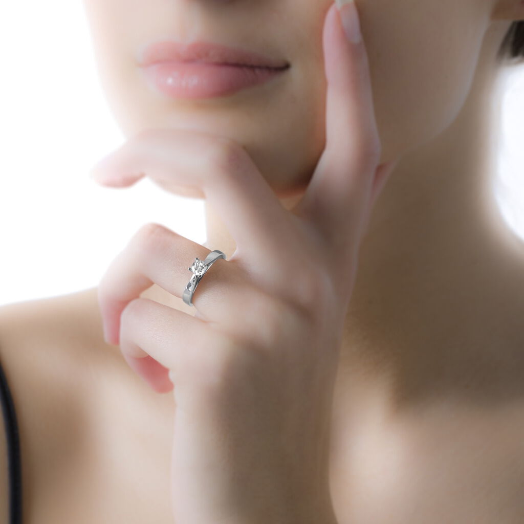 Bague Solitaire Loren Or Blanc Diamant - Bagues solitaires Femme | Histoire d’Or