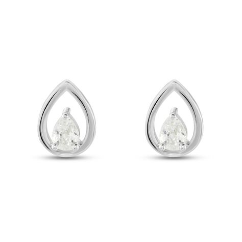 Boucles D'oreilles Puces Argent Blanc Temusio Oxydes De Zirconium - Boucles d'oreilles fantaisie Femme | Histoire d’Or