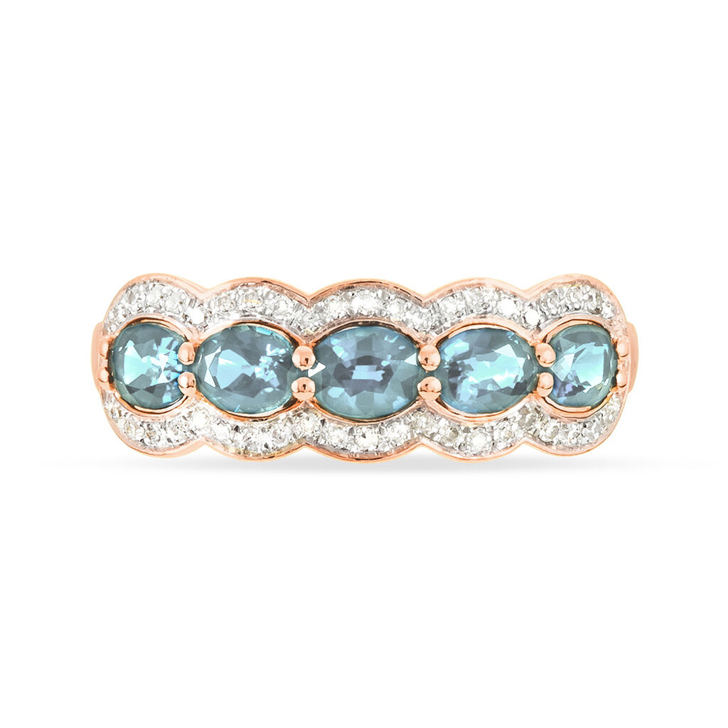 Bague Margaux Or Rose Aigue Marine Et Diamant - Bagues avec pierre Femme | Histoire d’Or