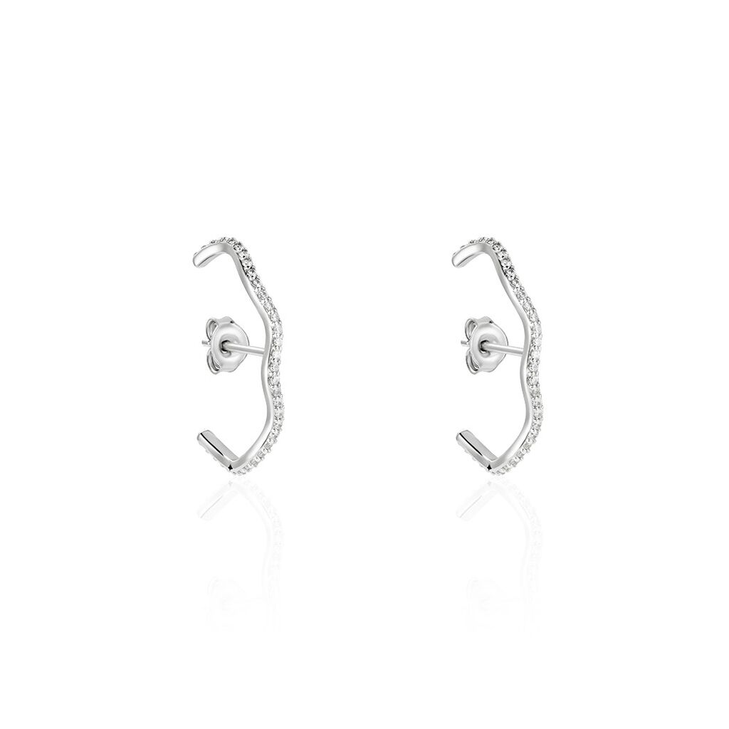 Boucles D'oreilles Lowri Argent Blanc Oxyde De Zirconium - Boucles d'oreilles cr&eacute;oles Femme | Histoire d&rsquo;Or