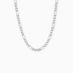 Collier Or Blanc Maille Altern&eacute;e 1/3 - Chaines Homme | Histoire d&rsquo;Or